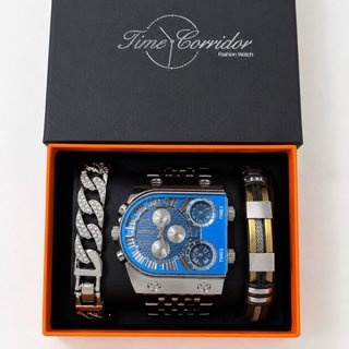 Pack Reloj Time Corridor Azul + 2 Pulseras