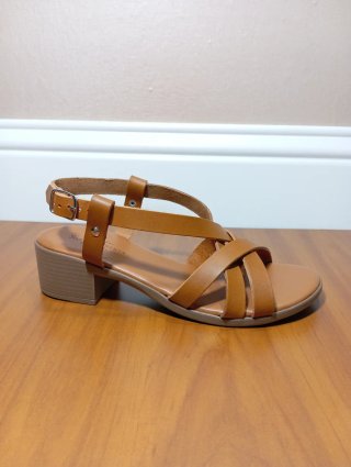 Sandali donna vera pelle marrone tacco 4 cm