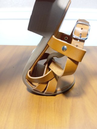 Sandali donna vera pelle marrone tacco 4 cm