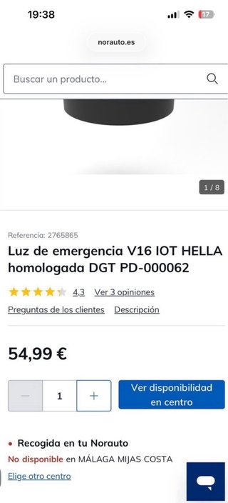 Baliza V16 Hella led conectada y homologada
