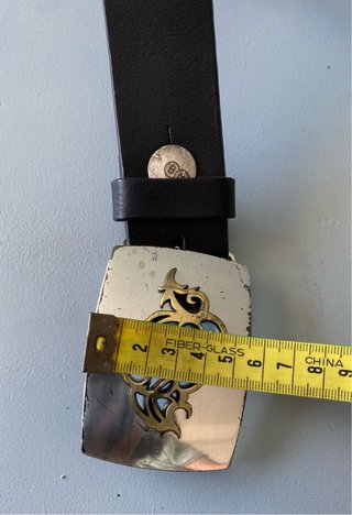Cinturón Mujer 100 cm Negro con Hebilla Plateada