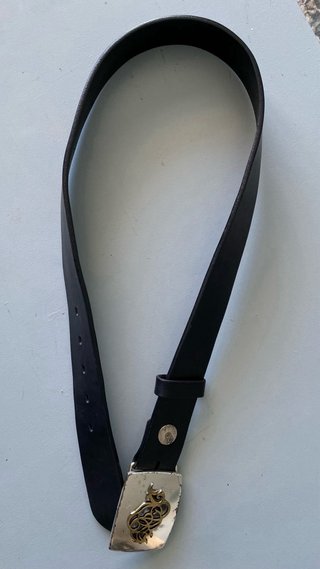 Cinturón Mujer 100 cm Negro con Hebilla Plateada