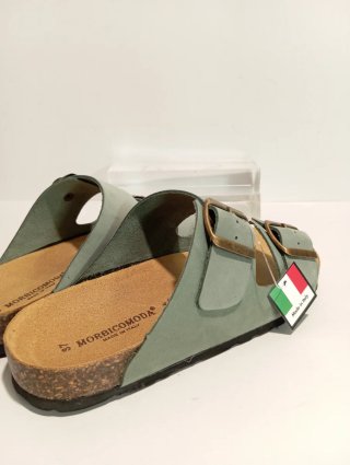 Ciabatte donna vera pelle nabuk verde 37