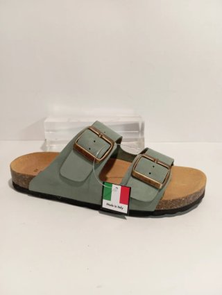 Ciabatte donna vera pelle nabuk verde 37