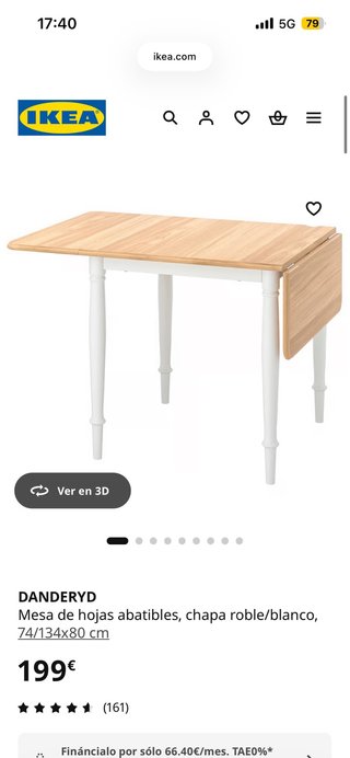 Mesa DANDERYD IKEA abatible roble/blanco NUEVA