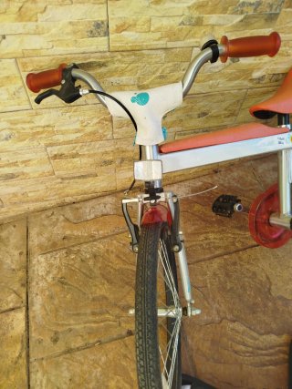 Bicicleta infantil naranja y plateada