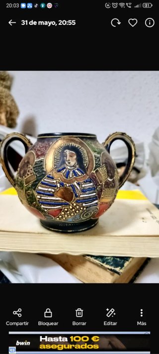 Azucarero antiguo japonés decorado