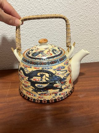 Tetera china porcelana dragón bambú