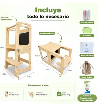 [NUEVO]Torre aprendizaje plegable 3 en 1 con tizas