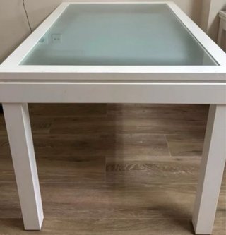 Mesa extensible madera y cristal