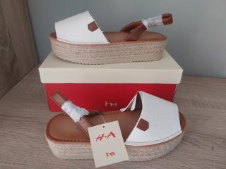 Sandalias Menorquinas Plataforma Blanco Talla 37