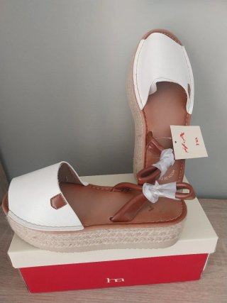 Sandalias Menorquinas Plataforma Blanco Talla 37