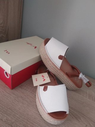 Sandalias Menorquinas Plataforma Blanco Talla 37