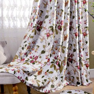 MYRU Set di 2 Tende a Fiori Retro Beige/Rosa
