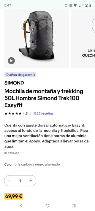 Mochila Simond Trekking 50L Negra