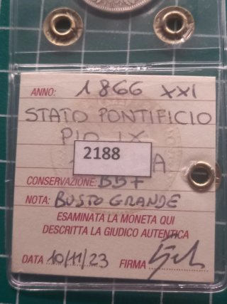 1 Lira Estados Pontificios 1866