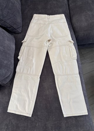 Pantalón cargo beige blanco militar