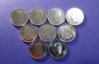 9 Monedas de 100 Pesetas. Antiguas 1975*76