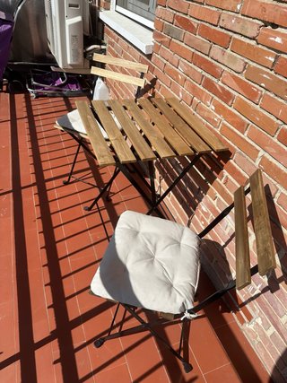 Mesa y Sillas Jardín Madera y Metal