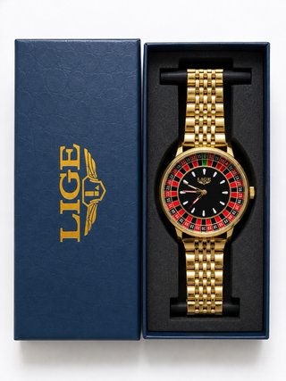Reloj LIGE Dorado y Negro