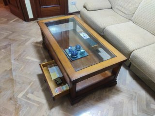 Mesa de centro madera y cristal
