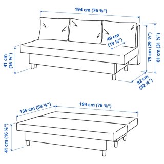 Sofá Cama Ikea gris