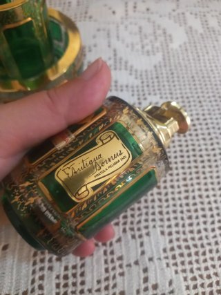 Set fumatori cristallo Bohemia verde dorato