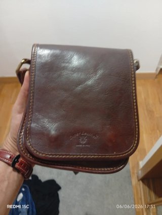 Bolso Piel Auténtica Unisex Italiano Marrón