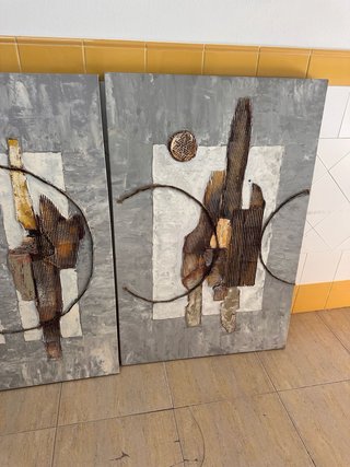 Cuadro moderno metal y madera