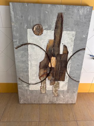 Cuadro moderno metal y madera