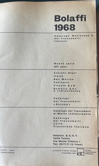 Bolaffi Catalogo Francobolli 1968