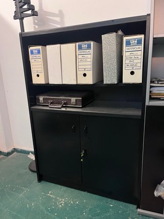 Mueble archivador negro con puertas