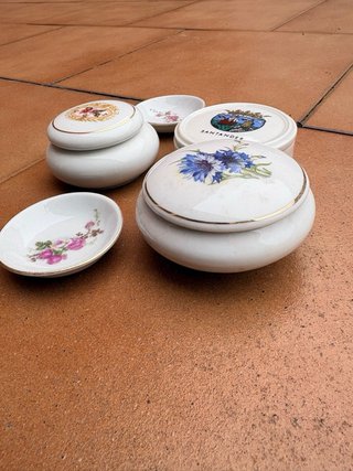 Lote Tocador Vintage Porcelana - Cajitas Alhajeras
