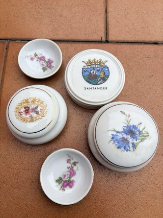 Lote Tocador Vintage Porcelana - Cajitas Alhajeras
