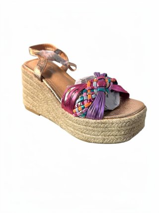 Sandalias cuña esparto tiras multicolor