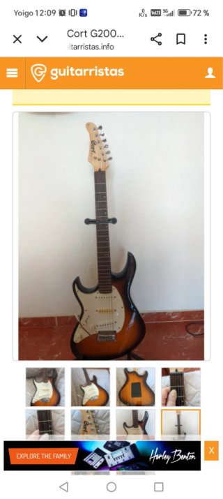 Guitarra Eléctrica Cort G200 LH Zurdos Sunburst