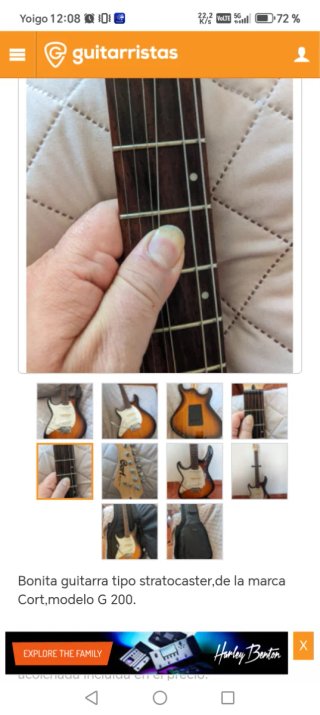 Guitarra Eléctrica Cort G200 LH Zurdos Sunburst