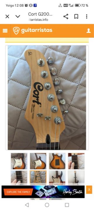 Guitarra Eléctrica Cort G200 LH Zurdos Sunburst