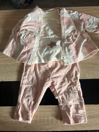 Conjunto bebé 1-2 meses rosa estrellas