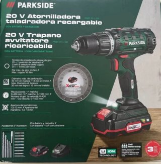 Taladro Atornillador Parkside 20V completo