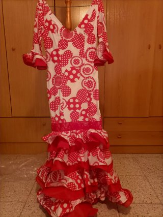 Traje Flamenca Rojo y Blanco