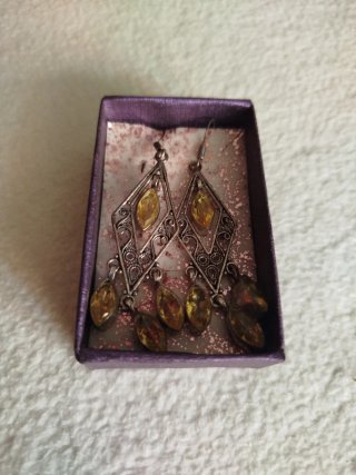 Pendientes Plata Filigrana con Piedras Amarillas