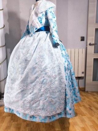 Traje Fallera NUEVO  Niña Azul/Blanco 9-11 Años