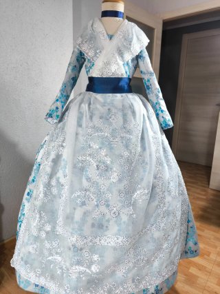 Traje Fallera NUEVO  Niña Azul/Blanco 9-11 Años