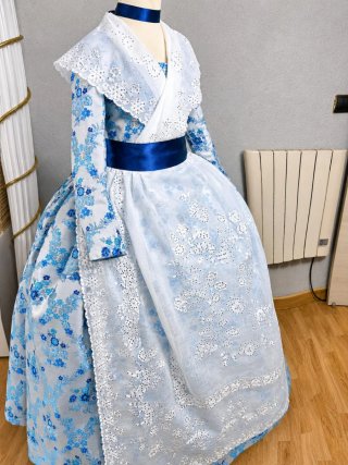 Traje Fallera NUEVO  Niña Azul/Blanco 9-11 Años