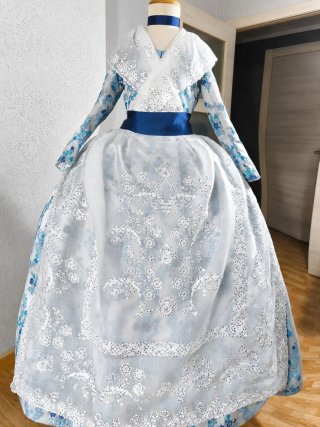 Traje Fallera NUEVO  Niña Azul/Blanco 9-11 Años