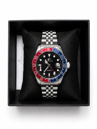 Reloj REGGO Cuarzo GMT Azul Rojo Plata
