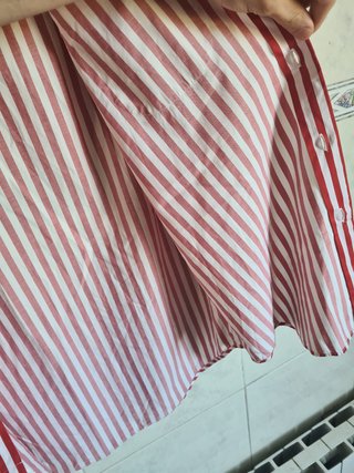 Camisa Burberry London rayas verticales rojas T. L