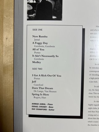 Ahmad Jamal Trio Chamber Music Of The New Jazz LP