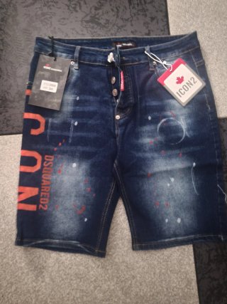 Pantalón corto DSQUARED2 azul con detalles rojos